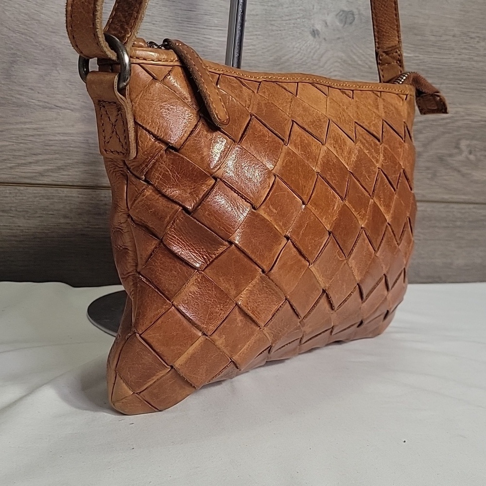 Vilenca Holland for Anthropologie Brown Woven Leather Crossbody Shoulder Bag - Picture 3 of 13
